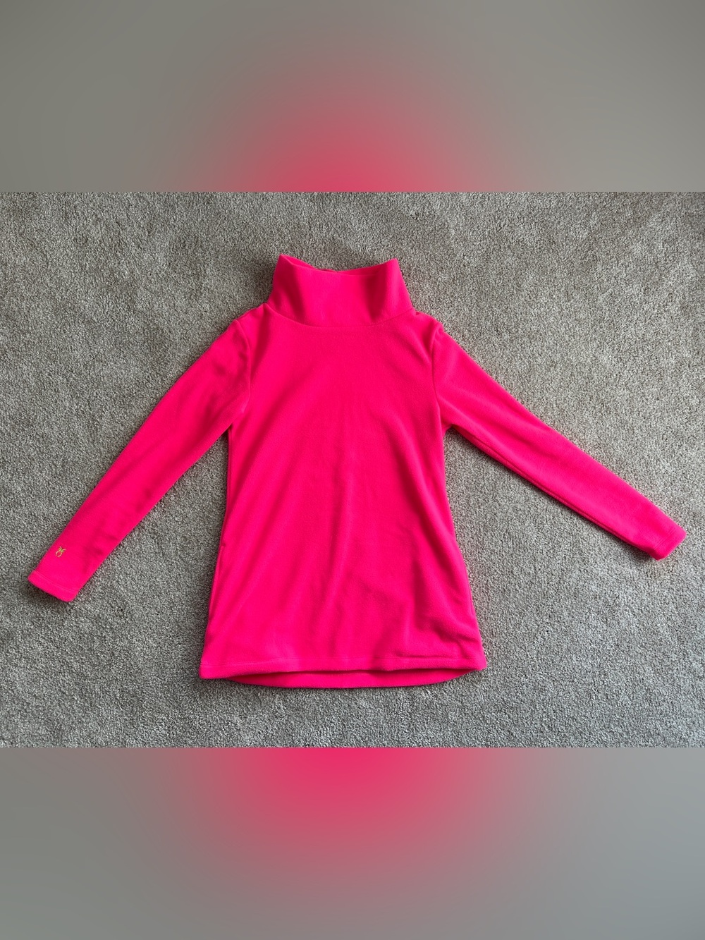 Dudley Stephens Cobble Hill Turtleneck in Neon Pink vello fleece